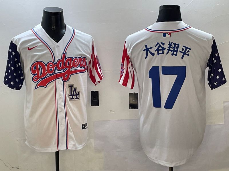 Men Los Angeles Dodgers #17 Ohtani White a generation of national flags Joint name 2025 Nike MLB Jersey style 8->los angeles dodgers->MLB Jersey